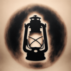 Blackout Tattoo Of A Lantern