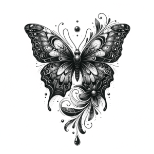 Blackwork Butterfly With Dark Shading