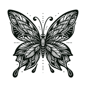 Blackwork Butterfly With Heavy Lines