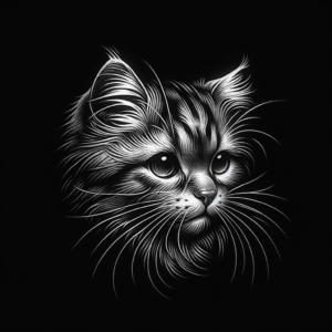 Blackwork Cat With Whiskers