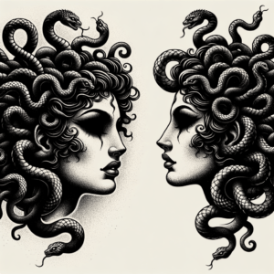 Blackwork Medusa With Dark Shading