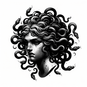 Blackwork Medusa With Full Shading