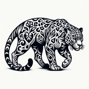 Blackwork Tattoo Design Of A Jaguar