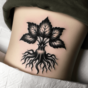 Blackwork Tattoo Design Of A Mandrake