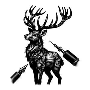 Blackwork Tattoo Design Of A Stag