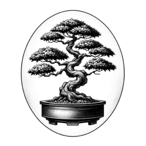 Blackwork Tattoo Of A Bonsai Tree