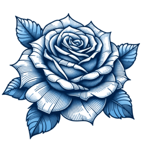Blue Rose Depicted In A Blue Tattoo