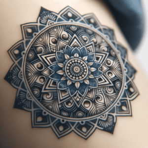 Blue Tattoo Of A Mandala