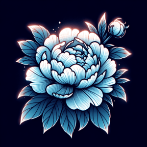 Blue Tattoo Of A Peony