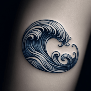 Blue Tattoo Of A Wave