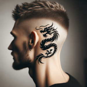 Bold Tribal Dragon On The Side Of The Head