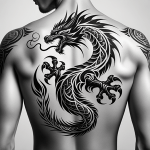 Bold Tribal Dragon With Intricate Scales And Fierce Claws