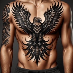 Bold Tribal Eagle With Detailed Feathers And Powerful Wings