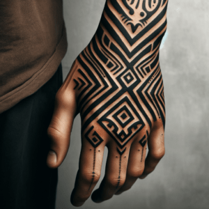 Bold Tribal Pattern On The Side Of The Hand