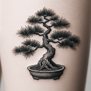 Bonsai Tree Depicted In An Embroidery Tattoo