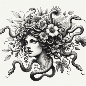 Botanical Medusa With Natural Elements