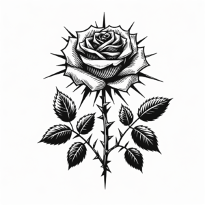 Botanical Rose With Thorns