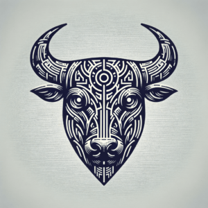 Bull Depicted In A Cyber Sigilism Tattoo