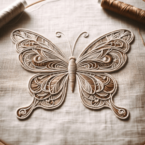 Butterfly In Embroidery Lines