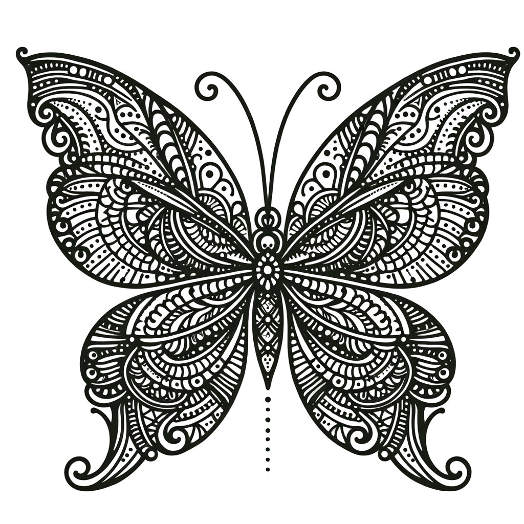 Butterfly In Henna Lines