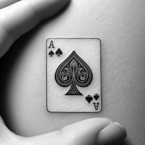 Card Depicted In A Tiny Tattoo