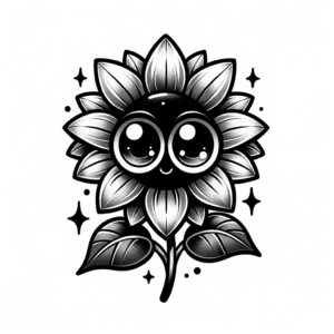 Cartoon Sunflower With Big Eyes