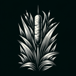 Cattail In White Tattoo Style