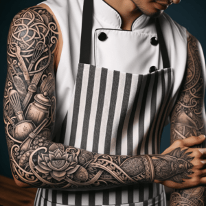 Chef Depicted In A Tribal Tattoo