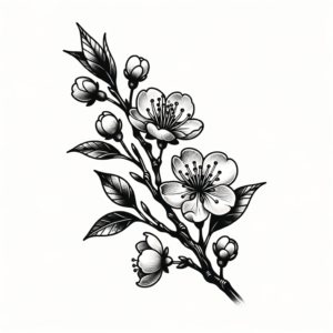 Cherry Blossom Branch In Realism Tattoo Style