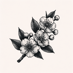 Cherry Blossom In Dotwork Lines