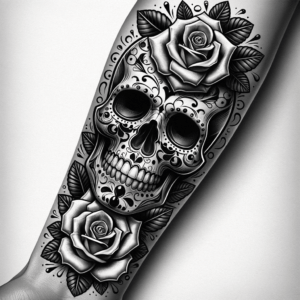 Chicano Skull With Roses