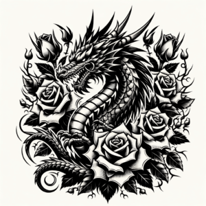 Chicano-Style Dragon With Roses