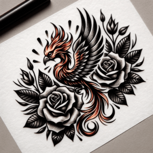 Chicano-Style Phoenix With Roses