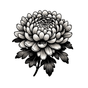 Chrysanthemum In A Black And Grey Tattoo Style