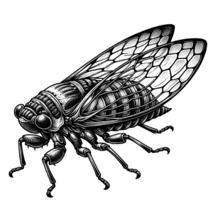 Cicada Depicted In A Blackwork Tattoo