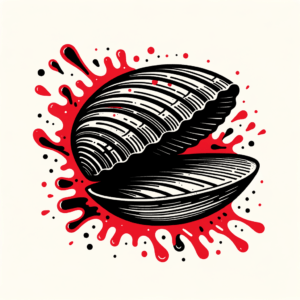 Clam Shell Depicted In A Trash Polka Tattoo