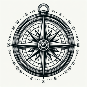 Compass In American Traditional Lines