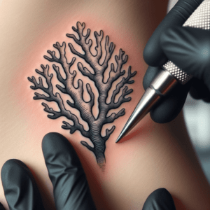 Coral In Stick And Poke Lines