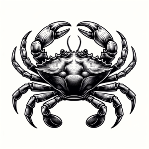Crab In A Tiny Tattoo Style