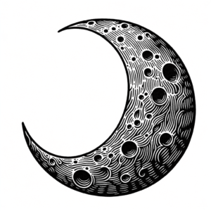 Crescent Moon In Blackwork Lines