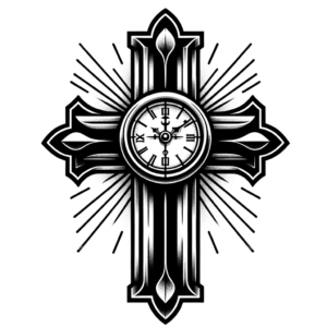 Cross With A Clock Face In The Center