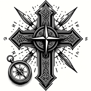 Cross With A Compass Embedded In It