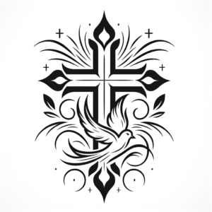 Cross With A Dove Flying Around