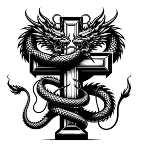 Cross With A Dragon Entwined Around It