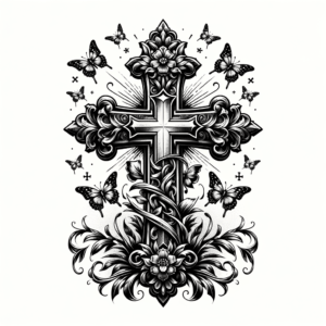 Cross With Butterflies