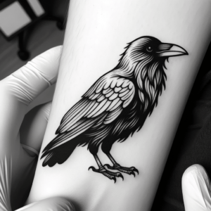 Crow In Tiny Tattoo Design