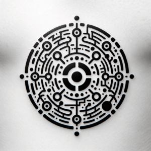 Cute Depicted In A Cyber Sigilism Tattoo