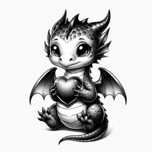 Cute Dragon Holding A Heart