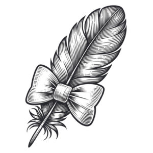 Cute Feather With A Bow Tie