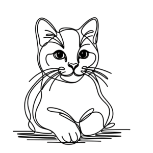 Cute Single Continuous Line Cat